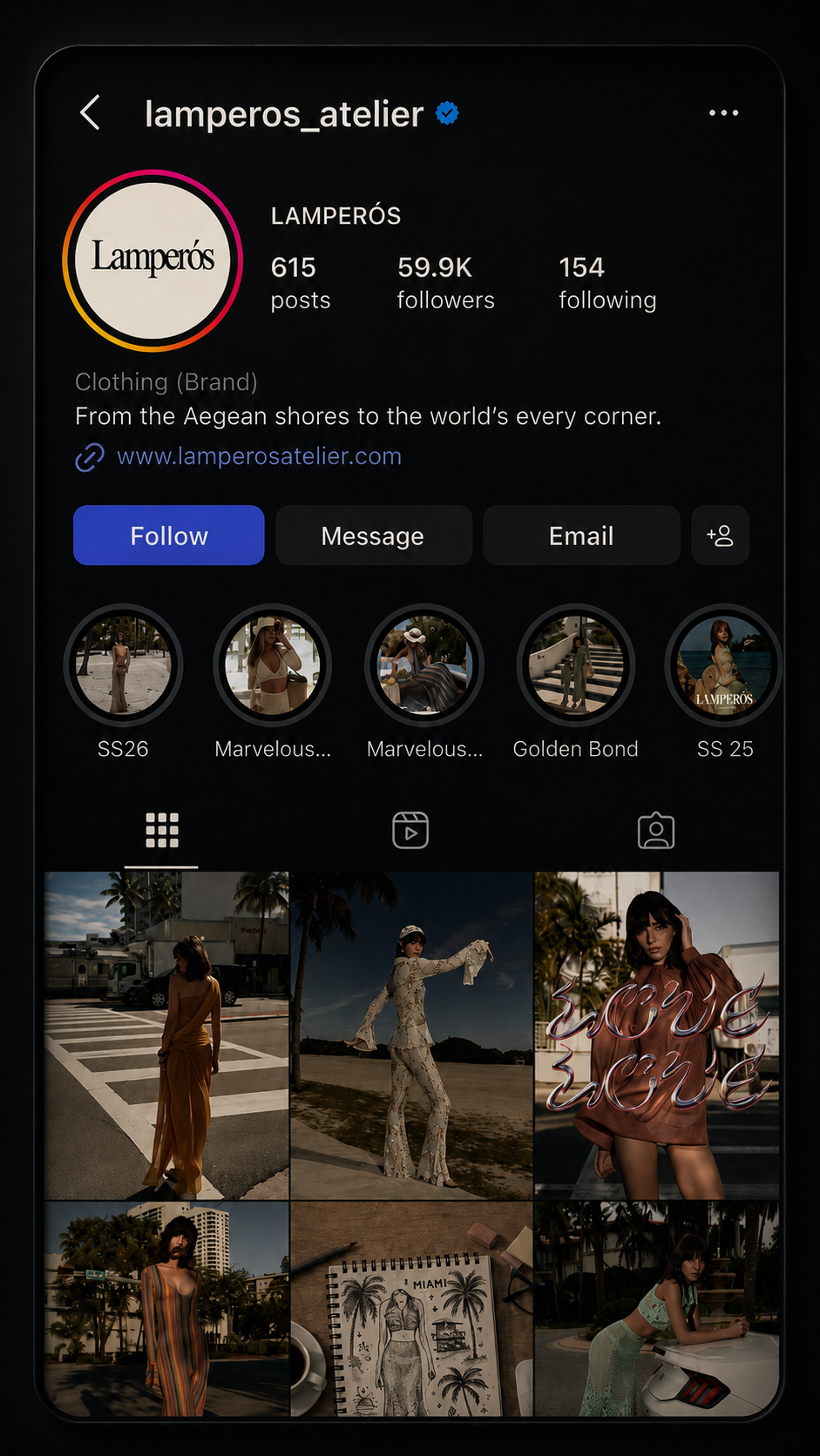Women's fashion brand Instagram presence and content direction system by Orphea Society