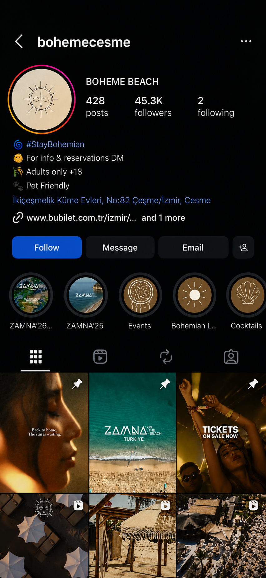 Izmir restaurant and beach club destination brand social media presence and content direction